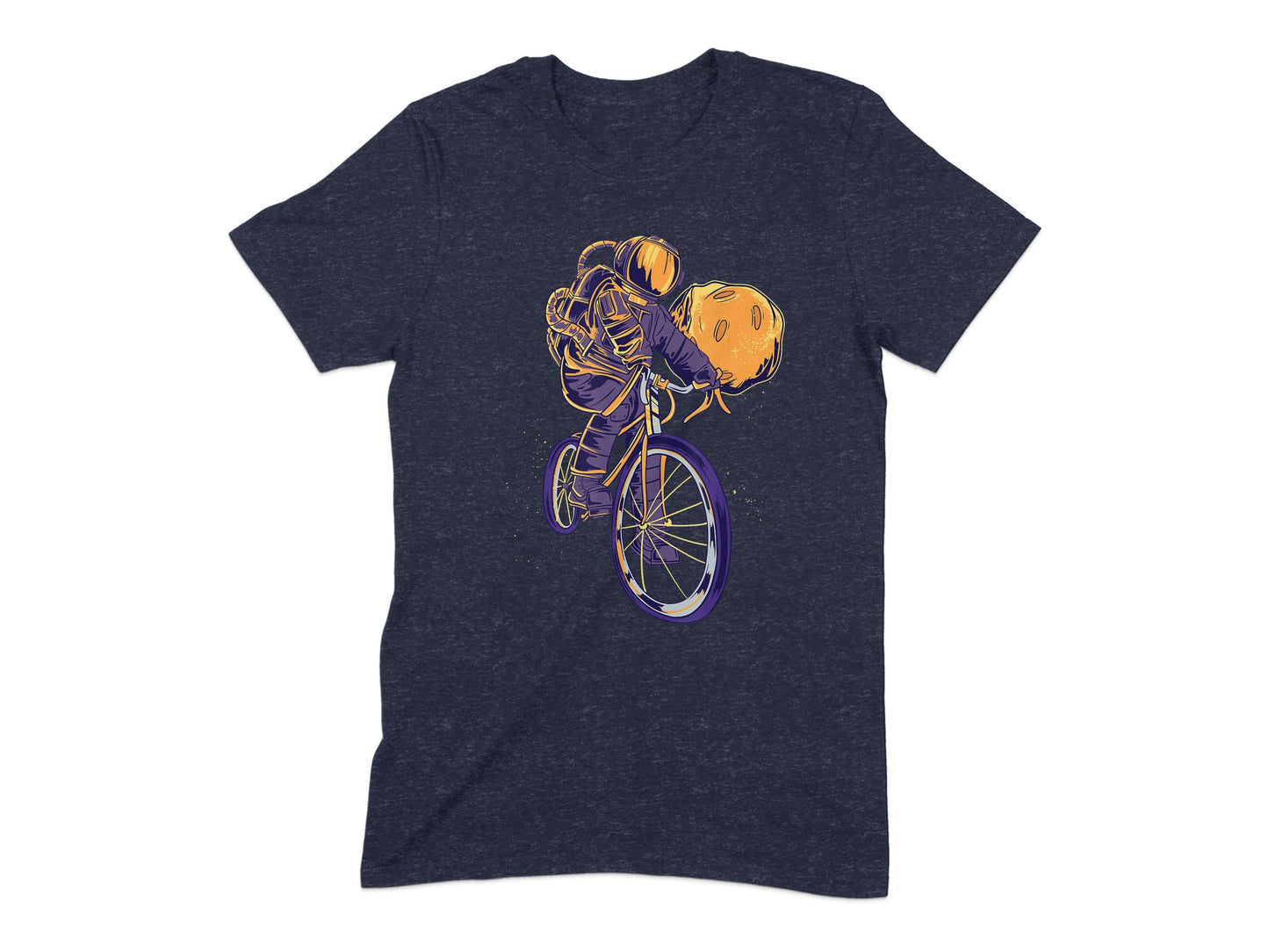 Astronaut on Bicycle with Moon Print T-shirt product