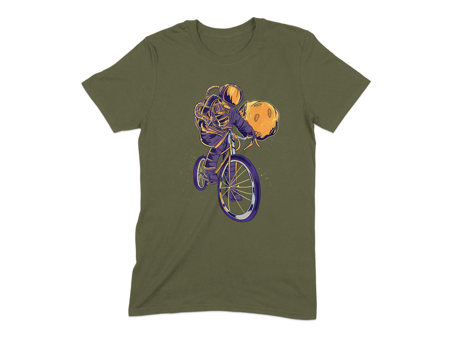 Space Astronaut Riding Bicycle Unique T-Shirt Product