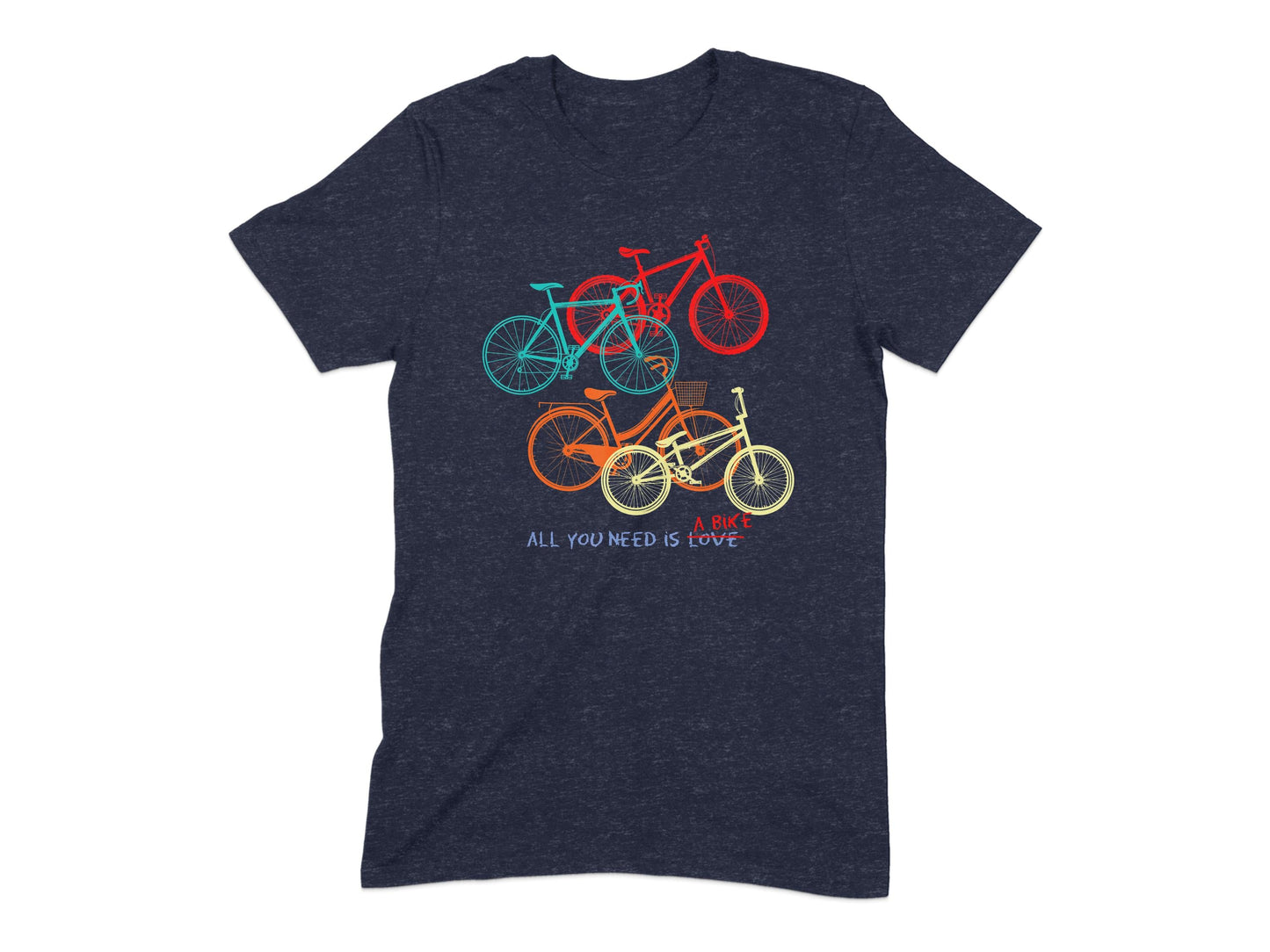 Colorful Bicycle All You Need Is Love Print T-shirt product
