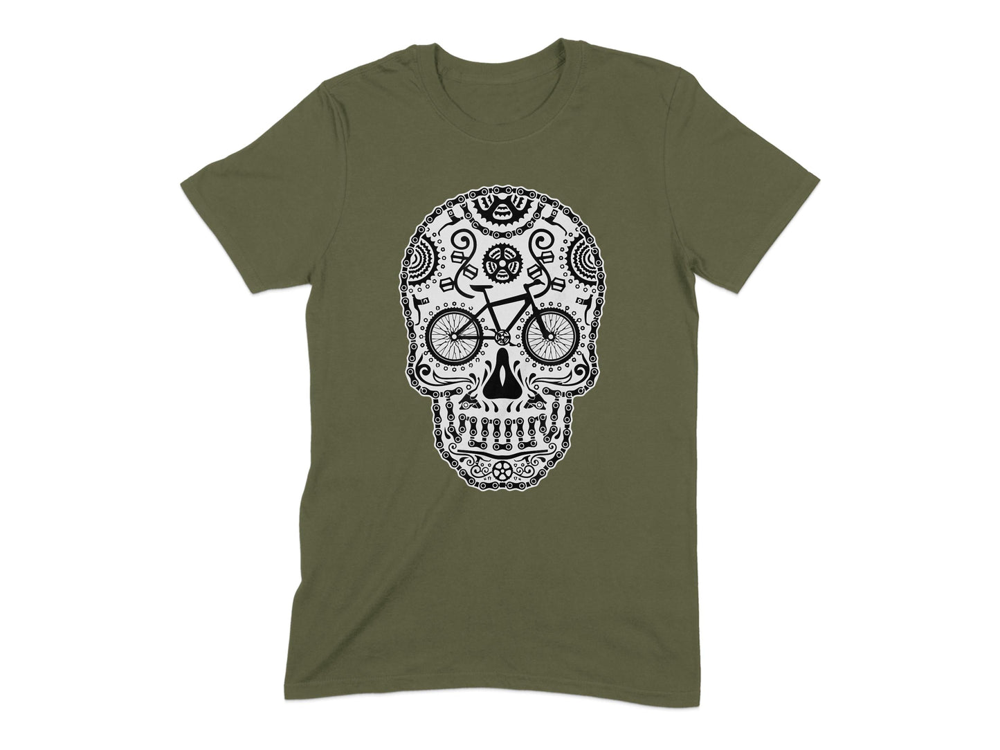 Unique Cycling Sugar Skull Design T-Shirt product type
