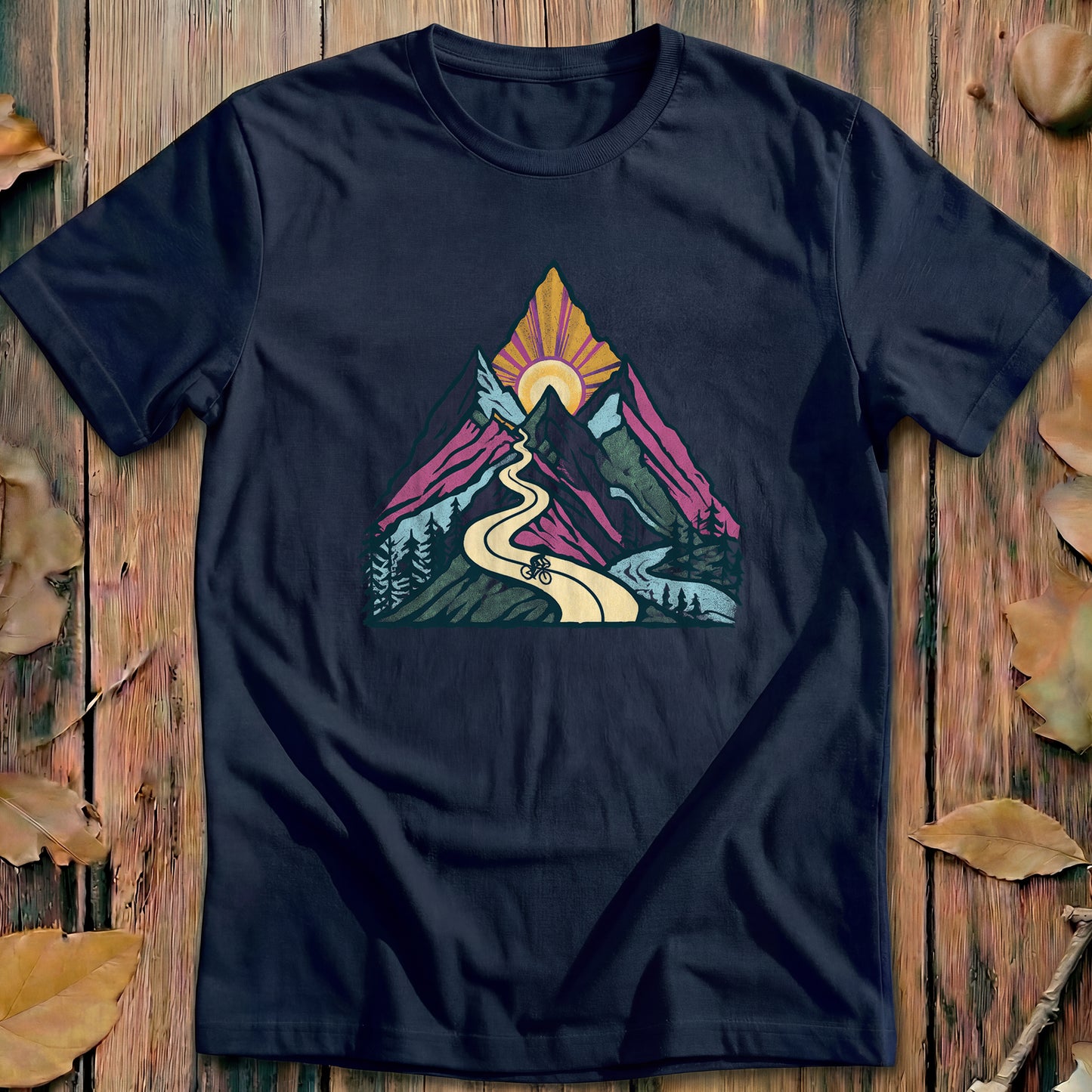 Mountain Ride Scene Heritage Cycling T-Shirt