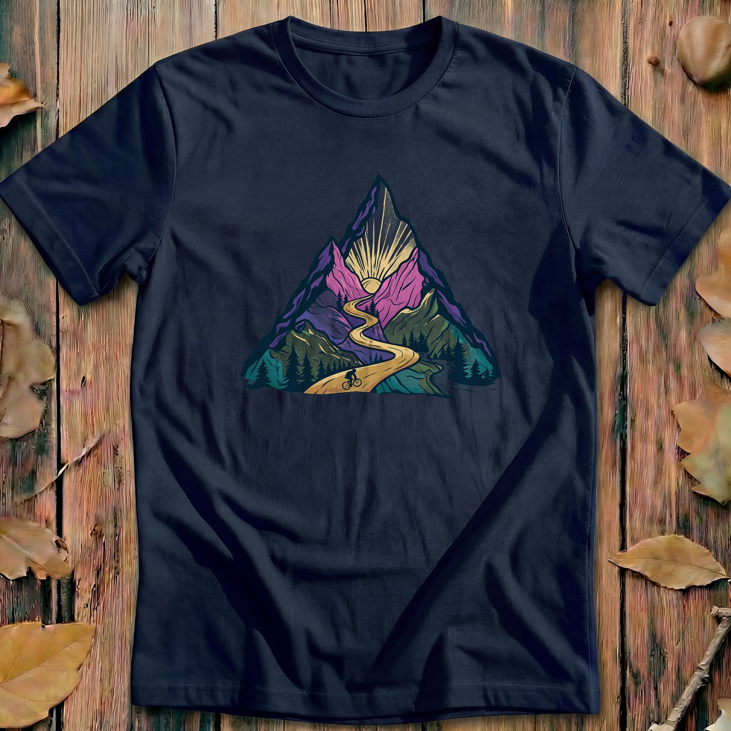 Mountain Ride Scene Retro Cycling T-Shirt