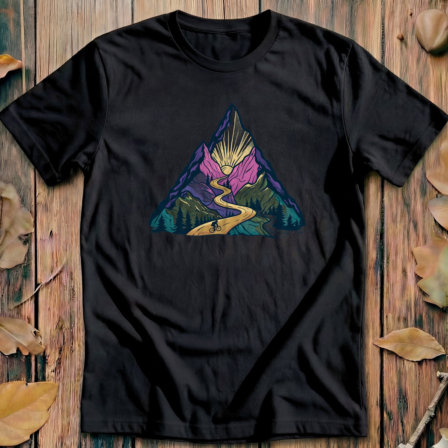 Mountain Ride Scene Retro Cycling T-Shirt