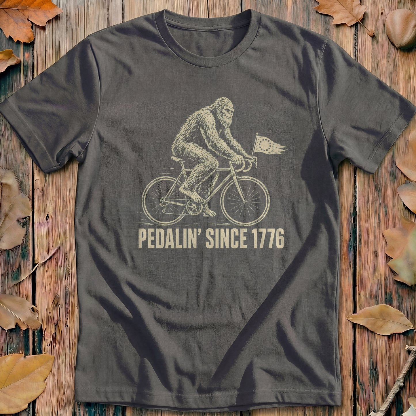 Bigfoot Pedalin Since 1776 Bold Cycling T-Shirt
