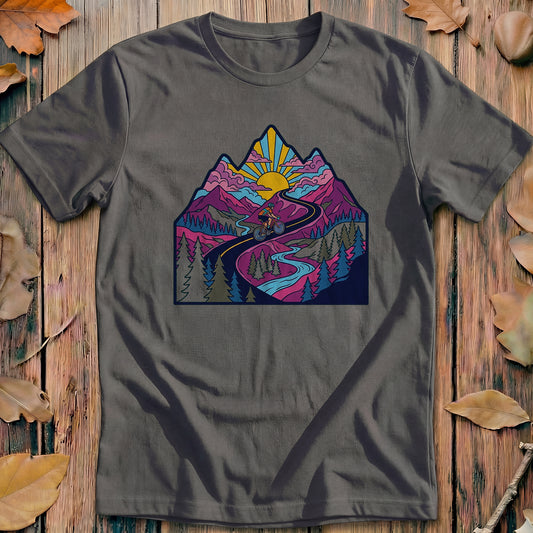 Mountain Ride Scene Vintage Cycling T-Shirt