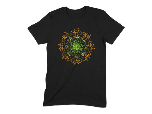 Colorful Bicycle Pattern on Black T-shirt product