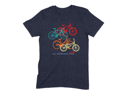 Colorful Bicycle All You Need Is Love Print T-shirt product