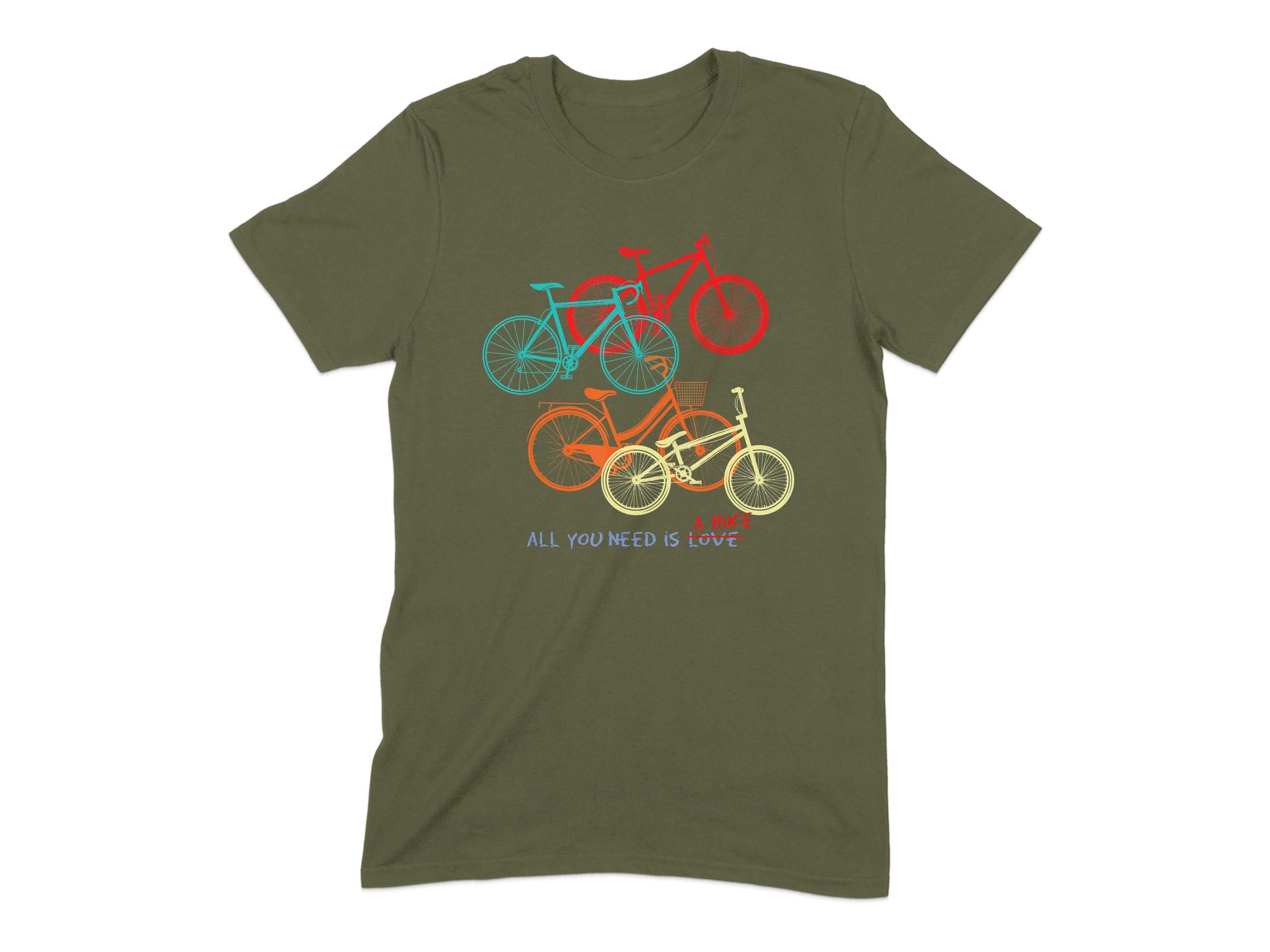 Colorful Bicycles Graphic All You Need is Love T-shirt product