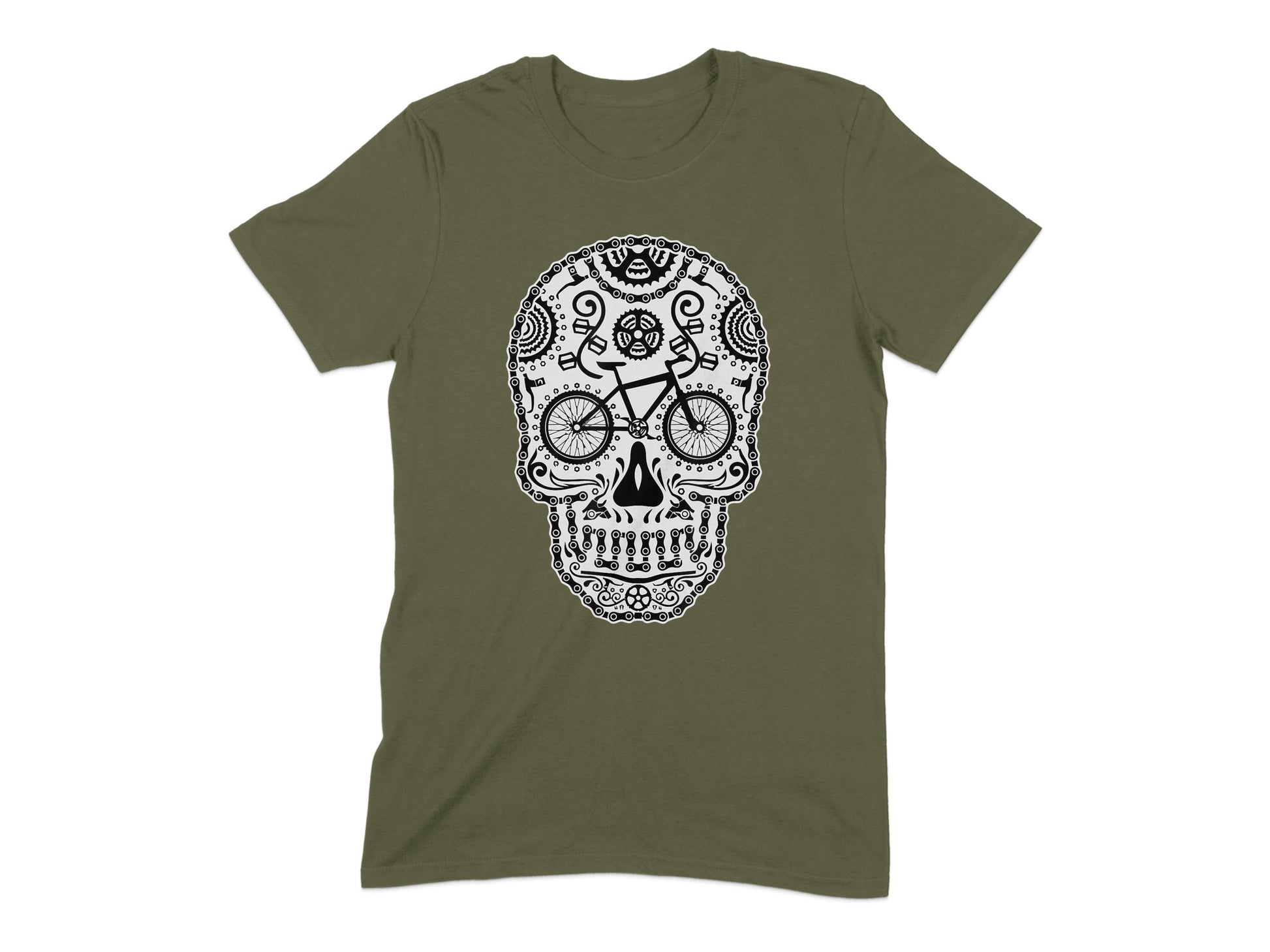 Unique Cycling Sugar Skull Design T-Shirt product type